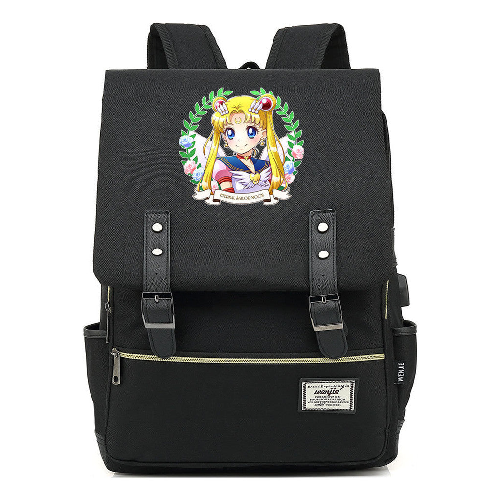 Beautiful Girl Warrior Youth Student School Bag Usb Men's And Women's Leisure Backpack