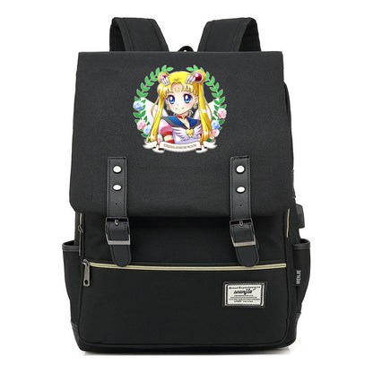 Beautiful Girl Warrior Youth Student School Bag Usb Men's And Women's Leisure Backpack