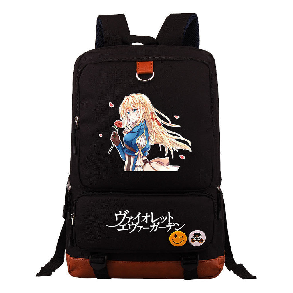 Violet Eternal Garden Printed Student School Bag Large Capacity Travel Bag Men's And Women's Backpack