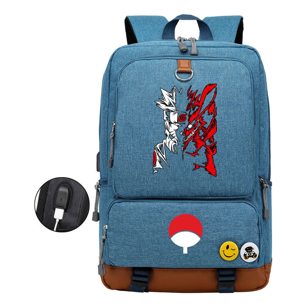 Naruto Print Usb Youth Student Backpack Leisure Travel Backpack