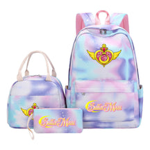 Anime Beauty Girl Warrior Youth Student Girl Schoolbag Lunch Bag Three Piece Set Backpack Set