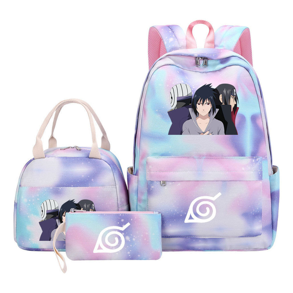 Naruto Student Girl Backpack Lunch Bag Three Piece Set Backpack Set