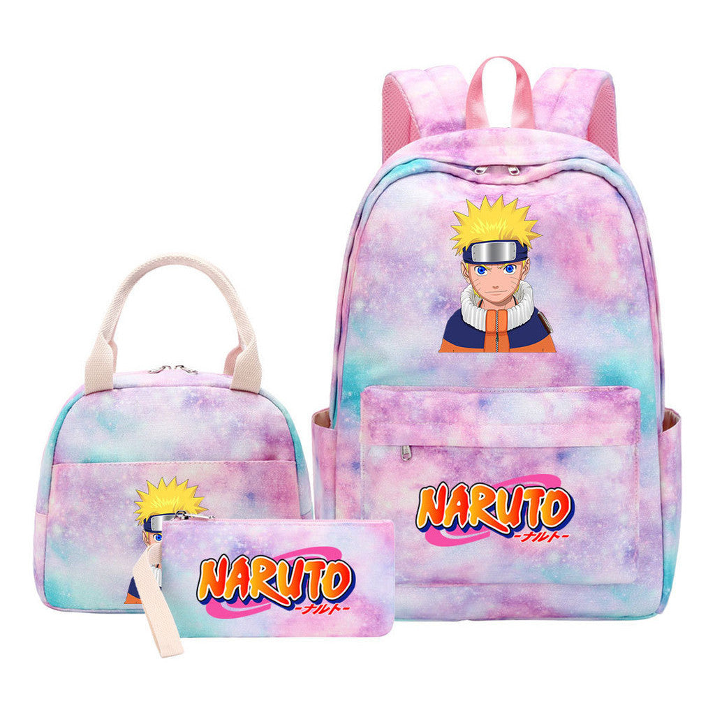 Naruto Teenage Student Girls School Bag Lunch Bag Three Piece Set Backpack Set
