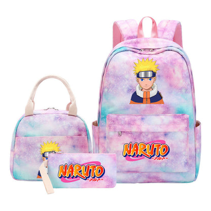 Naruto Teenage Student Girls School Bag Lunch Bag Three Piece Set Backpack Set