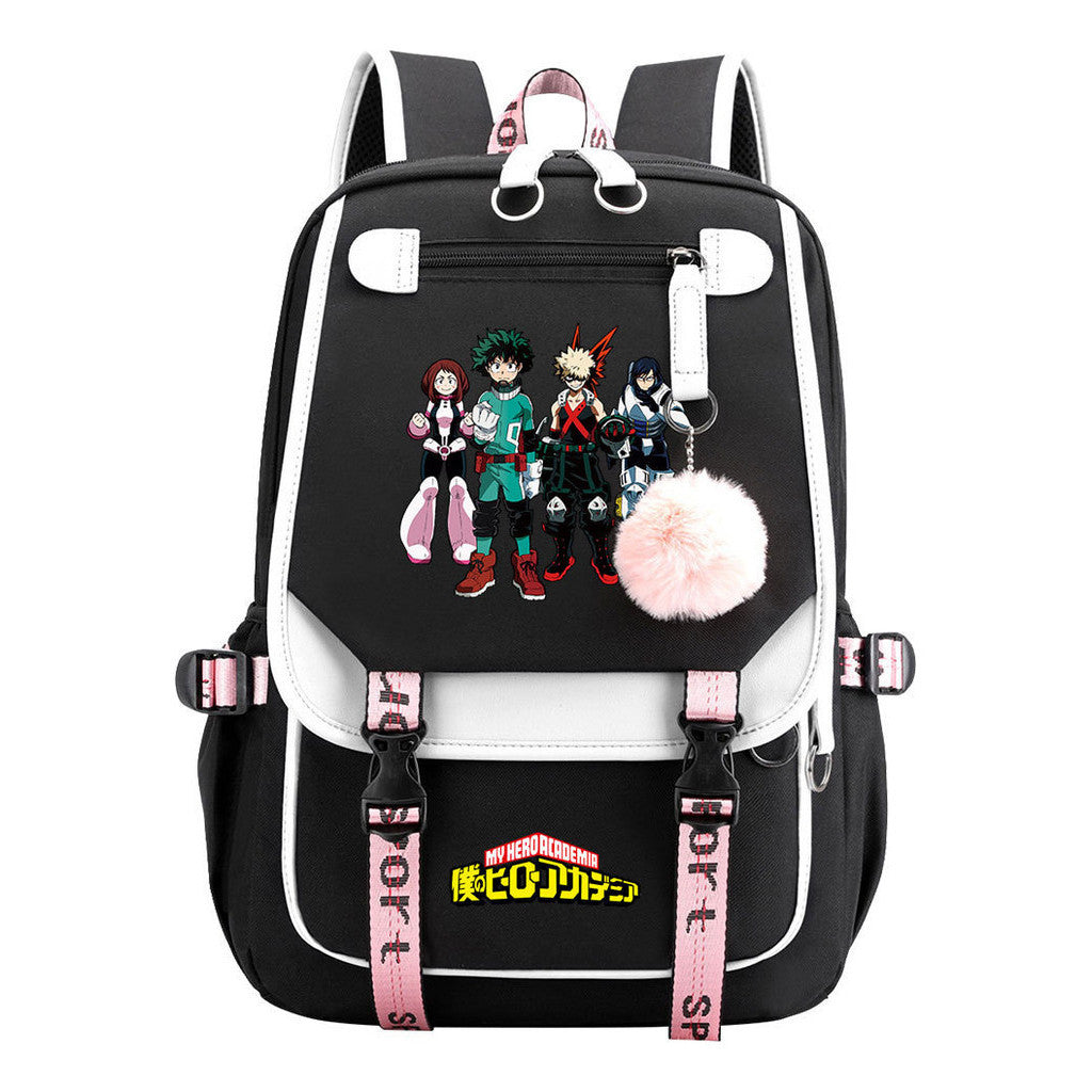 My Heroes Academy Usb Youth Student Backpack With Casual Woven Strap Flip Back Backpack