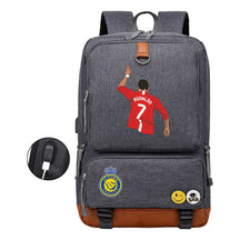 Football Star Cristiano Ronaldo Printed Usb Youth Student Backpack For Leisure Travel Backpack