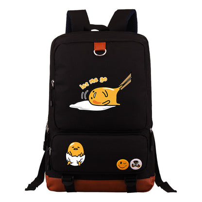 Cartoon Anime Lazy Egg Youth Student Backpack, Large Capacity Travel Bag, Boy's And Girl's Backpack