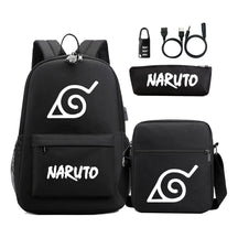 Naruto Usb Password Lock Student Backpack Three Piece Set For Boys And Girls Backpack Set