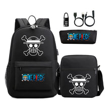 Cartoon Pirate King Usb Password Lock Youth Student School Bag Three Piece Set For Boys And Girls Backpack Set