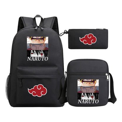 Anime Naruto Starry Sky Youth School Bag Three Piece Set For Boys And Girls Backpack Set