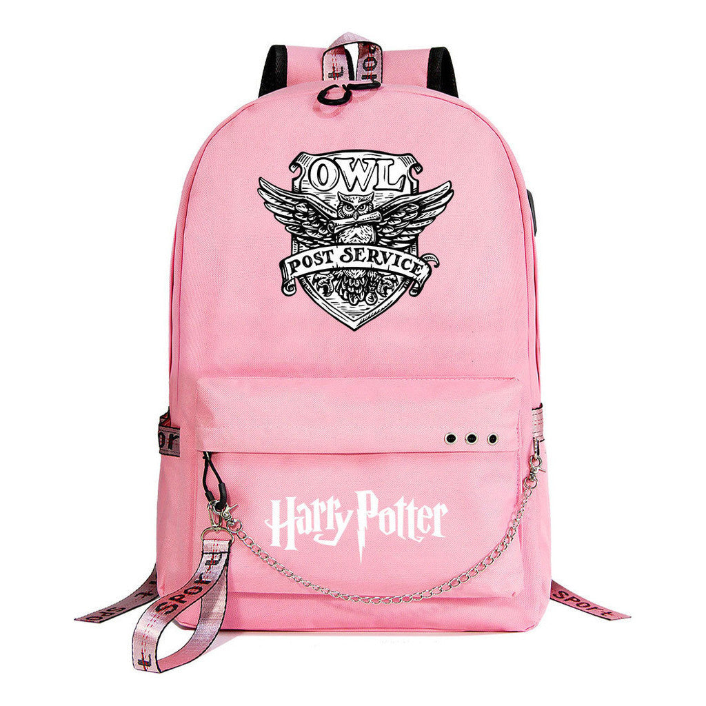 Fashion School Of Witchcraft And Wizardry Badge Usb Youth Student Backpack For Men And Women's Leisure Travel Backpack