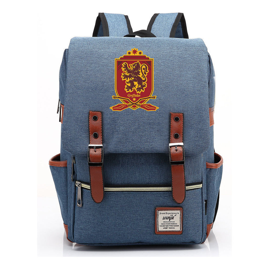 School Of Witchcraft And Wizardry Printed Youth Student Backpack For Men And Women, Casual Belt Buckle, Classic Backpack