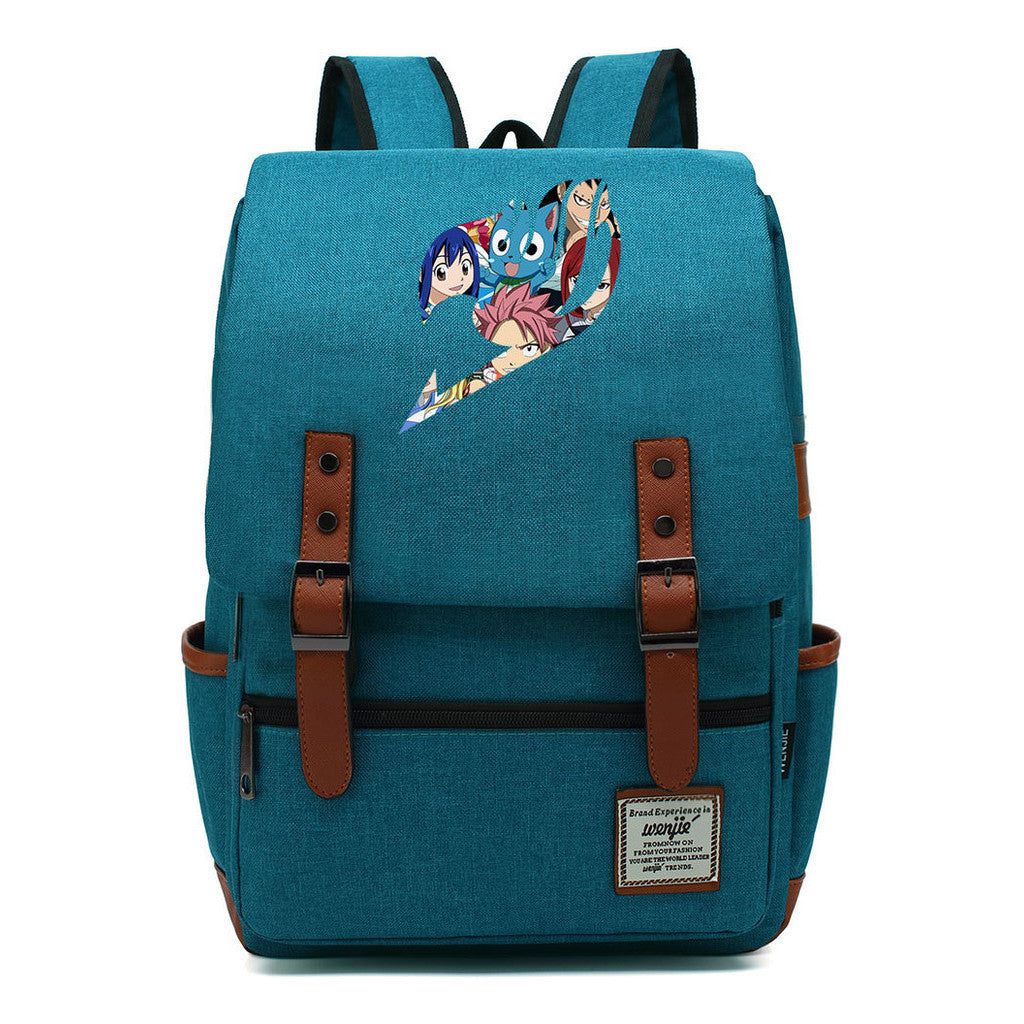 Printed Youth Student School Bag Casual Belt Buckle Classic Backpack