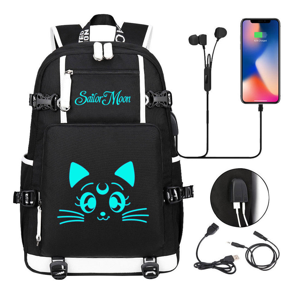 Beautiful Girl Warrior Usb Schoolbag For Young Students Men And Women Travel Backpack