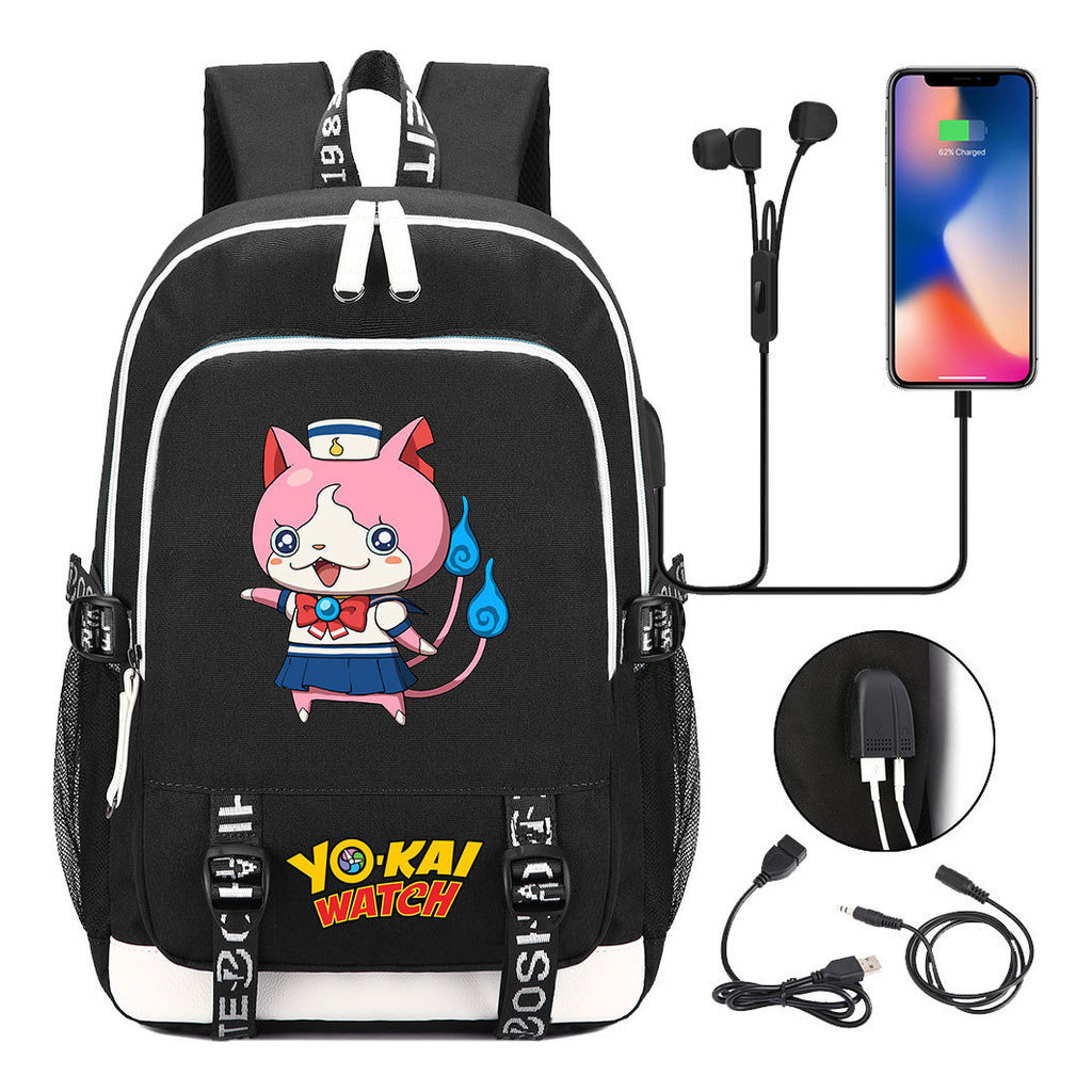 Anime Monster Watch Student School Bag Usb Men's And Women's Leisure Backpack