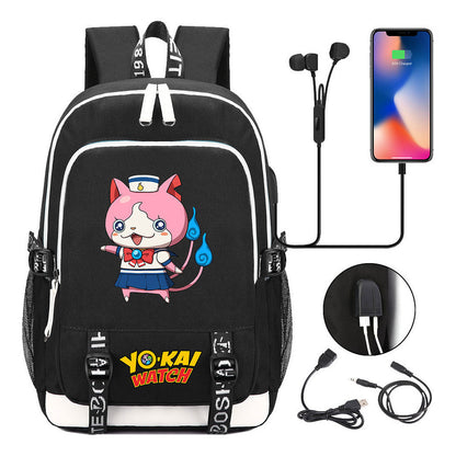 Anime Monster Watch Student School Bag Usb Men's And Women's Leisure Backpack