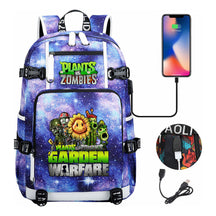 Plant Wars Usb Youth Student Backpack For Men And Women's Leisure Travel Backpack