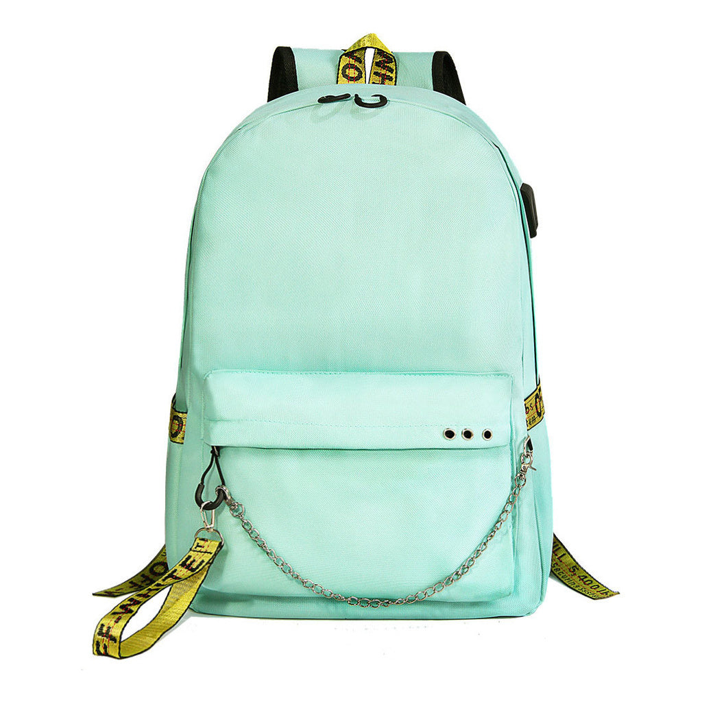 Usb Student Backpack With Men's And Women's Casual Woven Straps Backpack