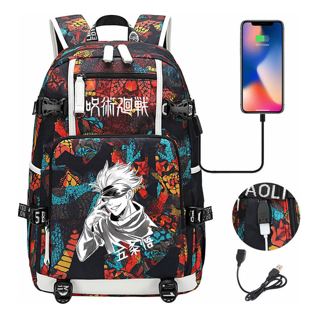 Printed Usb Youth Student Backpack Leisure Large Capacity Travel Backpack