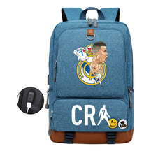Football Star Cristiano Ronaldo Printed Usb Youth Primary And Secondary School Backpack For Boys And Girls Leisure Travel Backpack