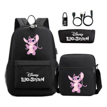Interstellar Baby Stitch Usb Password Lock Youth Backpack 3-piece Set For Men And Women Backpacks