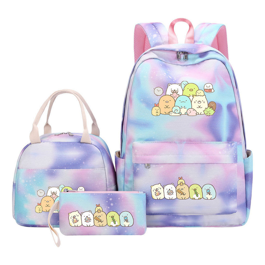 Game Corner Biology Youth Student Girls School Bag Lunch Bag Three Piece Set Backpack Set