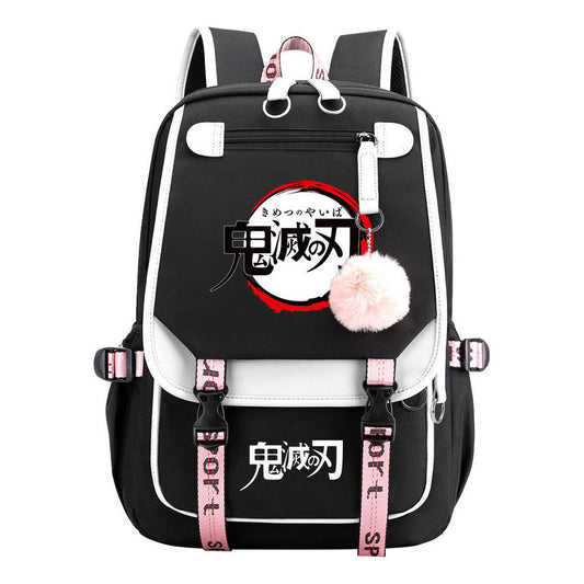 Comic Cartoon Fashion Usb Student Backpack Casual Woven Flap Backpack
