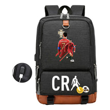 Football Star Cristiano Ronaldo Printed Usb Student Backpack For Leisure Travel Backpack