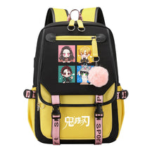 Japanese Cartoon Fashion Usb Student Backpack Casual Woven Flap Backpack