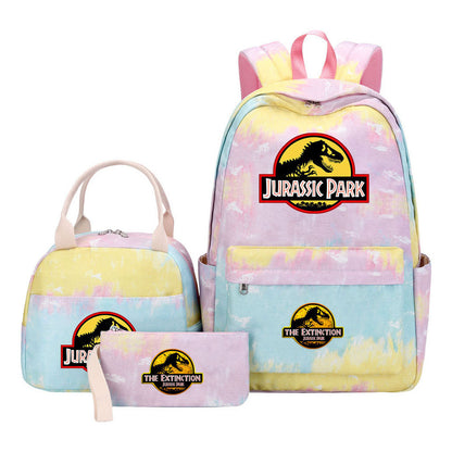 Jurassic Park Dinosaur Youth School Bag Lunch Bag Three Piece Set Backpack Set