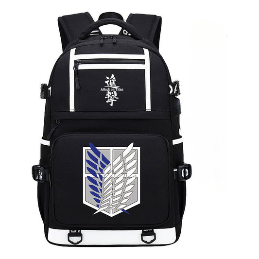The Giant Soldier Captain Of The Manga Attack Printed Usb Youth Student Backpack Men's And Women's Backpack Leisure Travel Backpack
