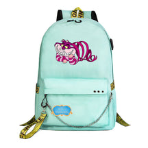 Cheshire Cat Alice's Adventure In Wonderland Youth School Bag Men's And Women's Leisure Weaving Strap Backpack
