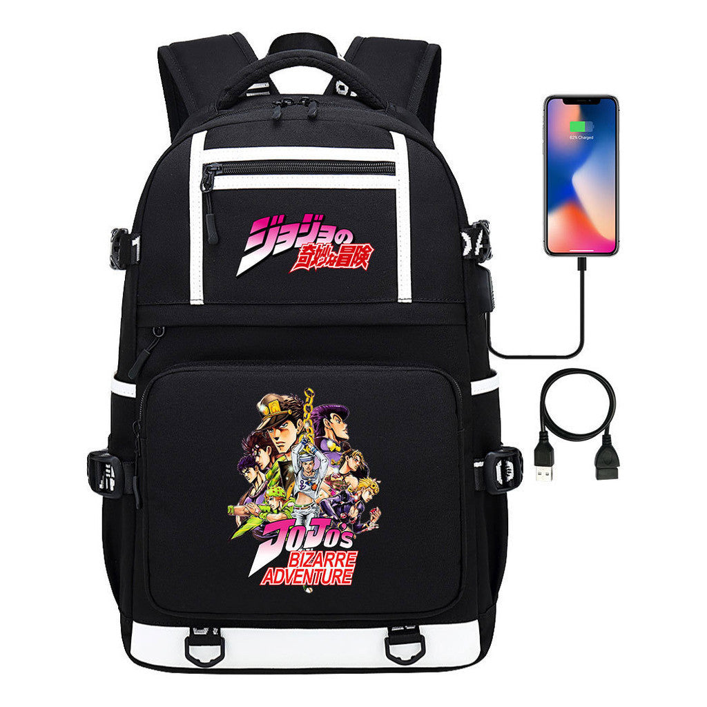 Comic Joe's Wonderful Adventure Print Usb Youth Student Backpack For Men And Women's Leisure Travel Backpack