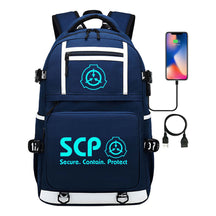 Blue Glow Printed Usb Youth Student Backpack For Men And Women's Leisure Travel Backpack