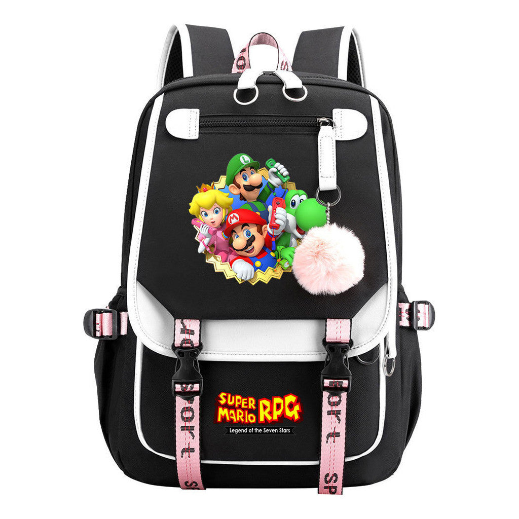 Printed Usb Youth Student Backpack For Men And Women With Casual Woven Strap Flap Backpack