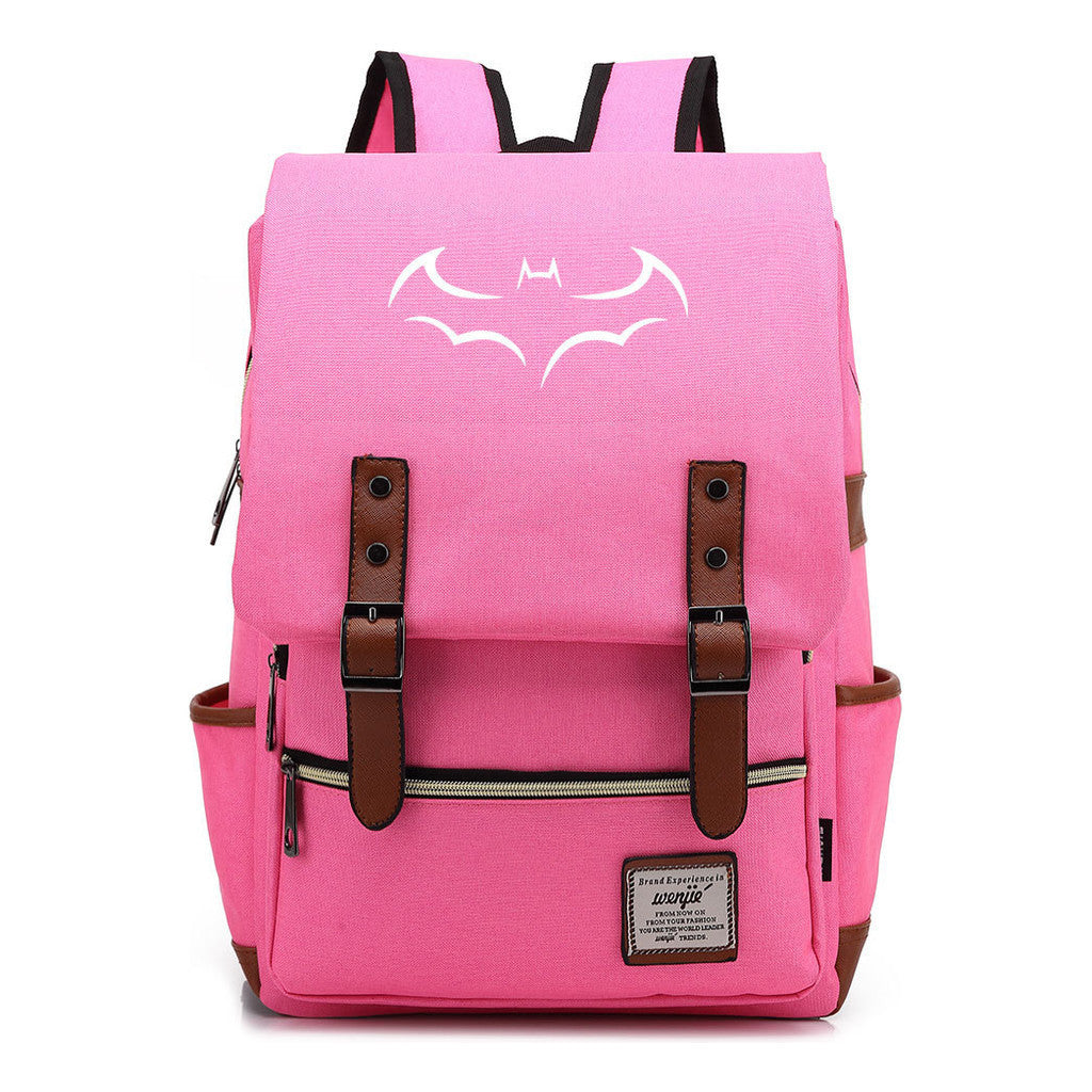 Superhero Batman Print Youth Student Backpack Casual Belt Buckle Classic Backpack