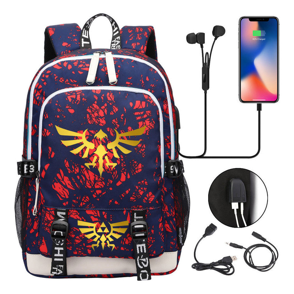 Golden Usb Youth Student Backpack For Leisure Sports Backpack