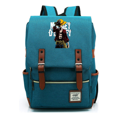 Anime Pirate King Luffy Printed Student Backpack For Men And Women With Casual Belt Buckle Classic Backpack