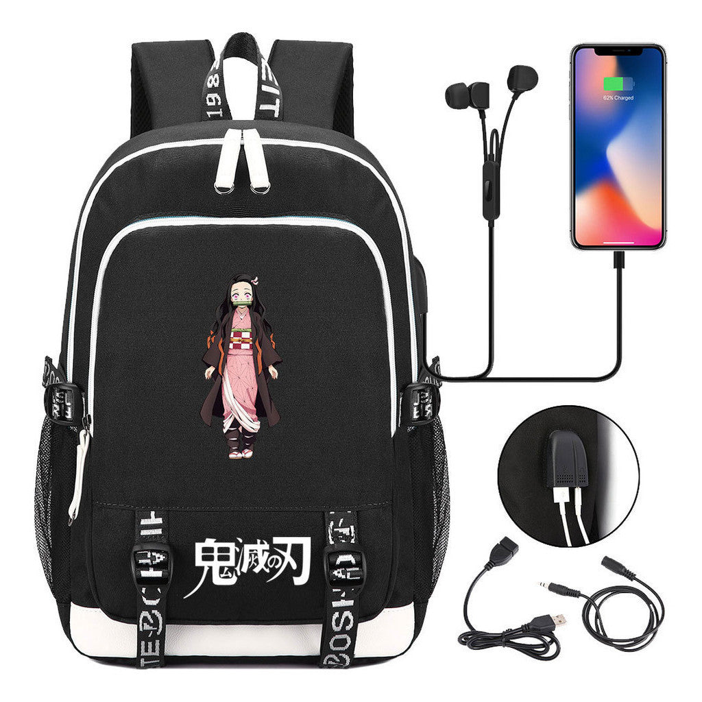 Comic Cartoon Fashion Youth Student Backpack Usb Men's And Women's Casual Backpack