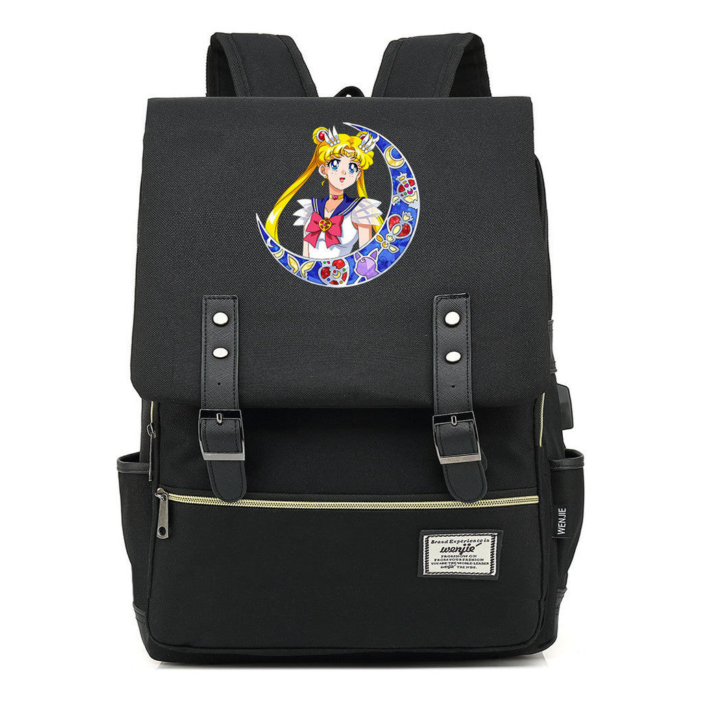 Beautiful Girl Warrior Youth Student School Bag Usb Men's And Women's Leisure Backpack