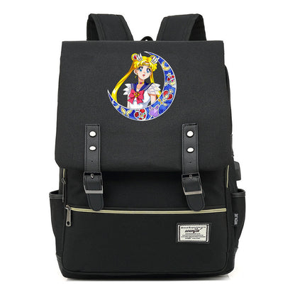 Beautiful Girl Warrior Youth Student School Bag Usb Men's And Women's Leisure Backpack