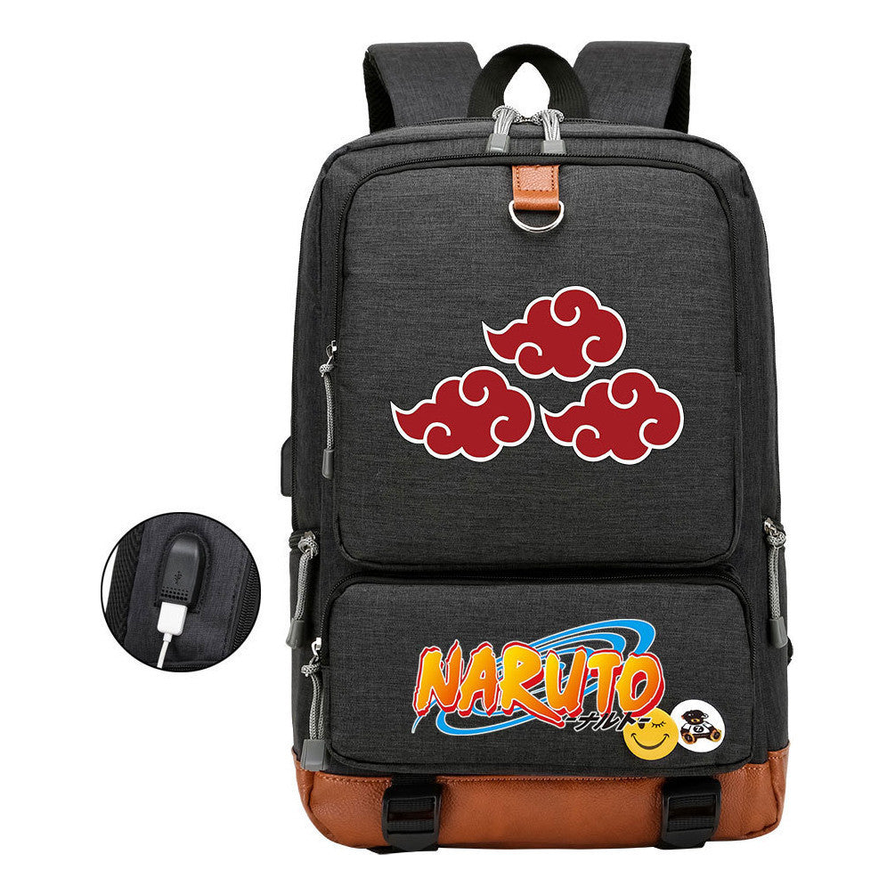 Naruto Printed Usb Student Backpack For Men And Women's Leisure Travel Backpack