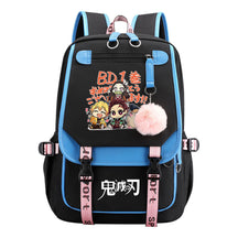 Cartoon Fashion Usb Youth School Bag For Boys And Girls Casual Ribbon Flip Backpack
