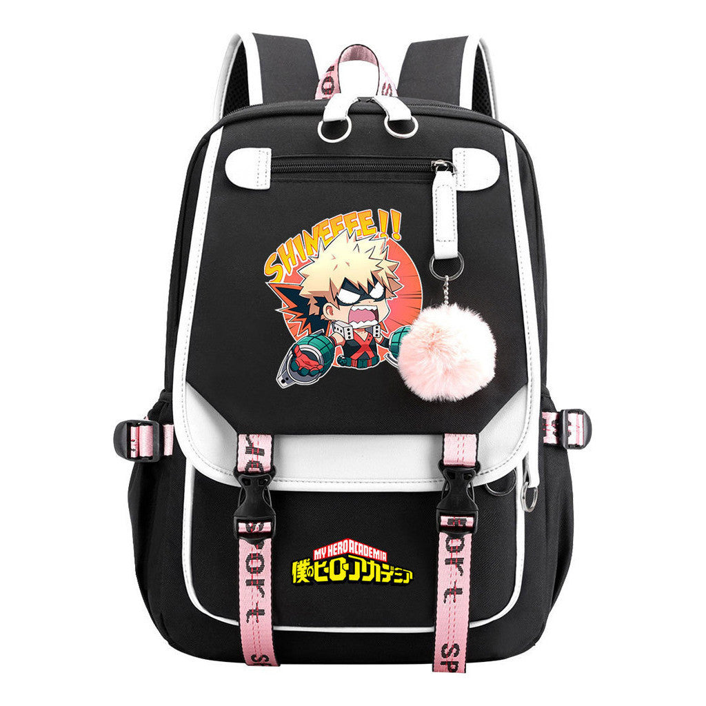 My Heroes Academy Usb Student Backpack For Boys And Girls, Casual Weaving Ribbon Flip Back Backpack