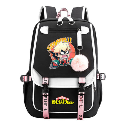 My Heroes Academy Usb Student Backpack For Boys And Girls, Casual Weaving Ribbon Flip Back Backpack