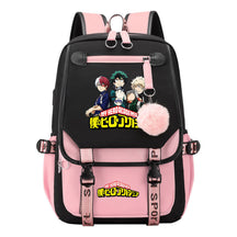 My Heroes Academy Usb Student Backpack For Boys And Girls, Casual Weaving Ribbon Flip Back Backpack