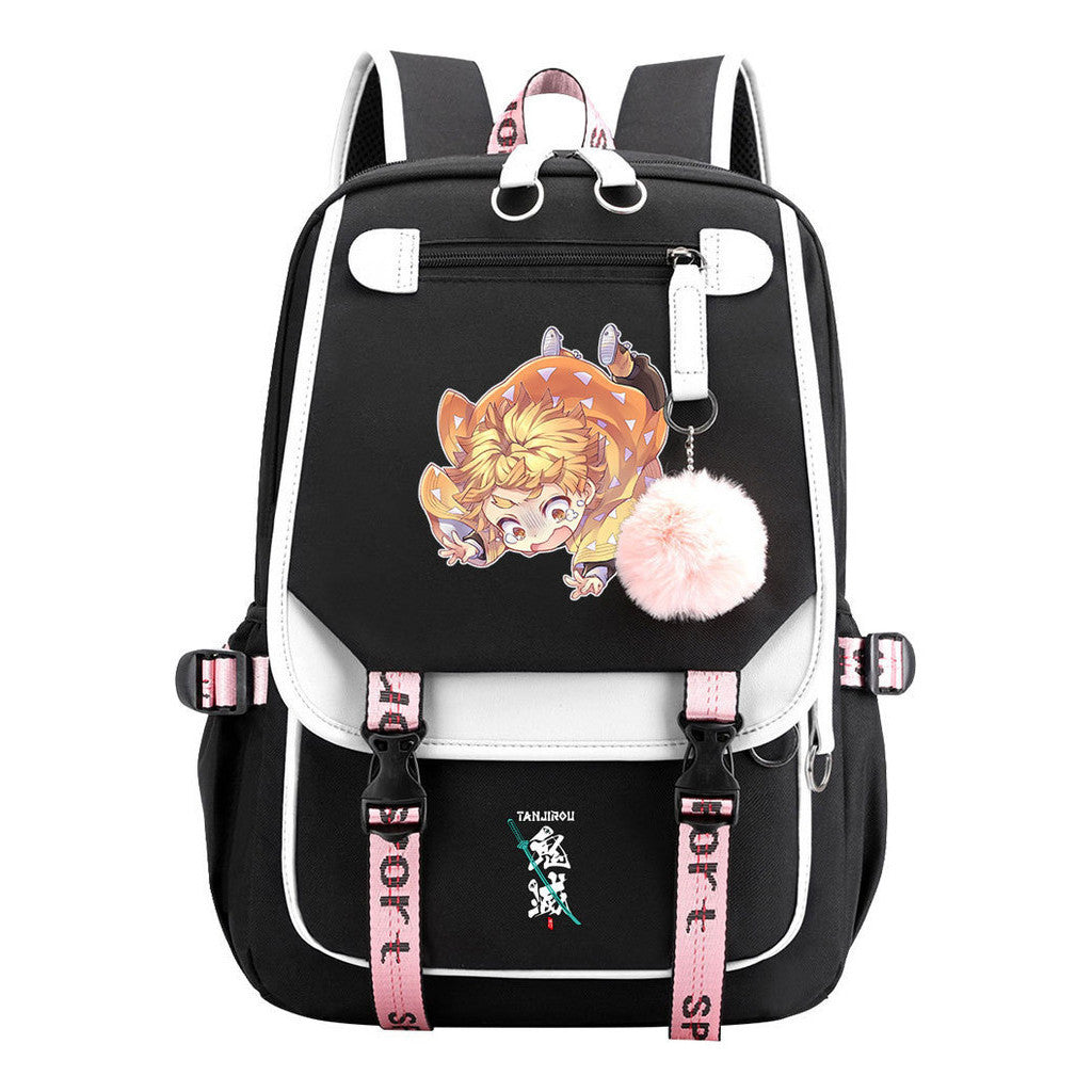 Japanese Cartoon Fashion Usb Youth Student Backpack With Casual Woven Strap Flip Back Backpack