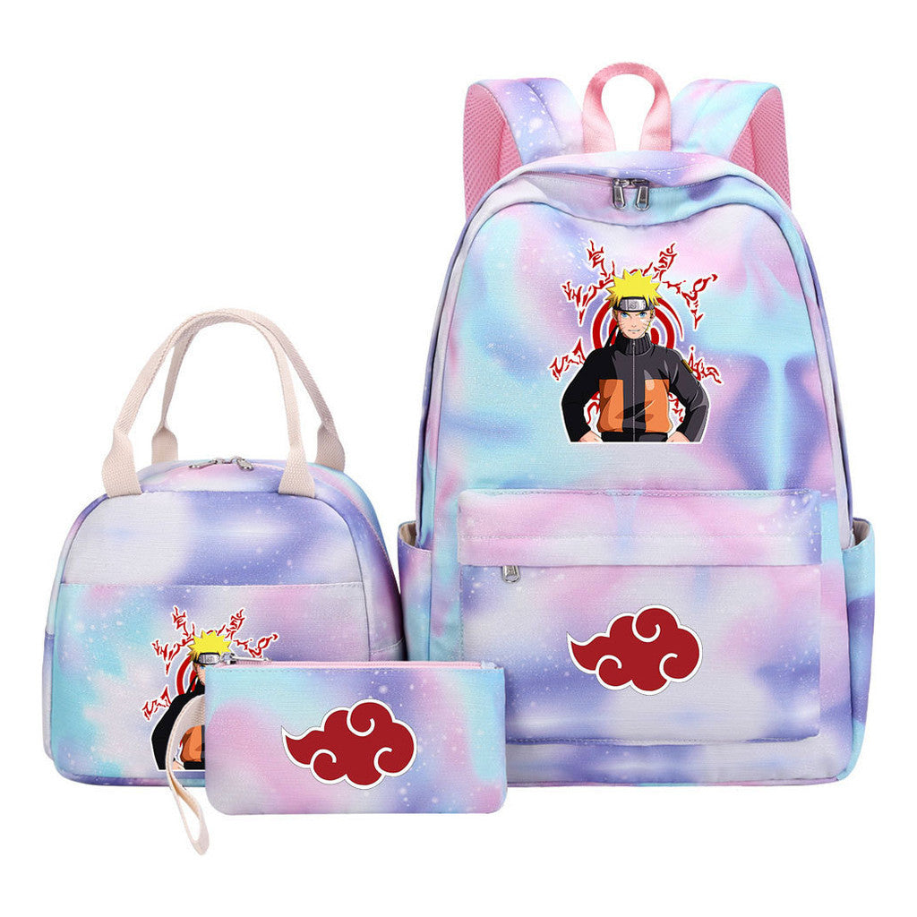 Naruto Teenage Student Girls School Bag Lunch Bag Three Piece Set Backpack Set