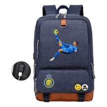 Football Star Cristiano Ronaldo Printed Usb Youth Student Backpack For Leisure Travel Backpack