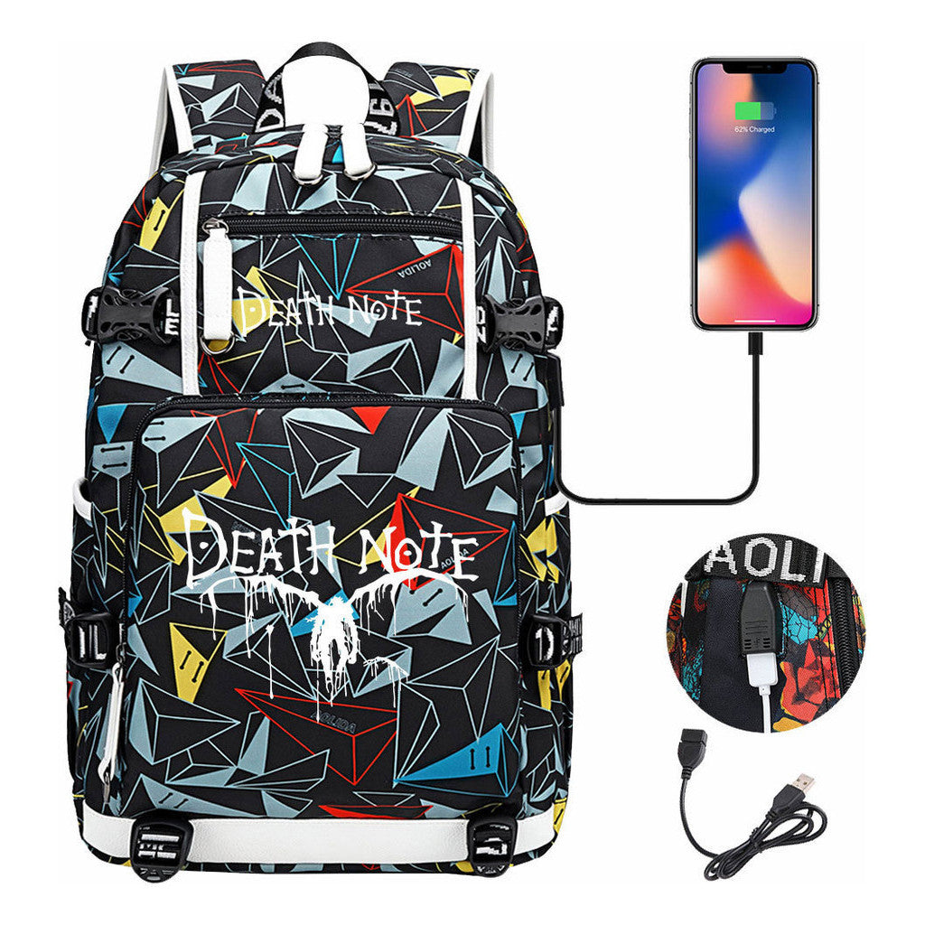 Death Note Usb Youth Student Backpack Leisure Travel Backpack
